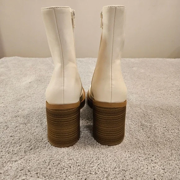 Women's White Platform Ankle Boots - Size 6.5 - 70s Retro Block Heel - Target - Picture 4 of 9